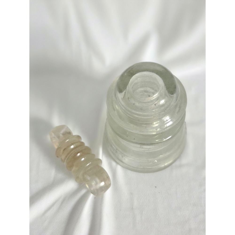 Vintage Hemingray Clear Glass Beehive and Ribbed Strain Insulator